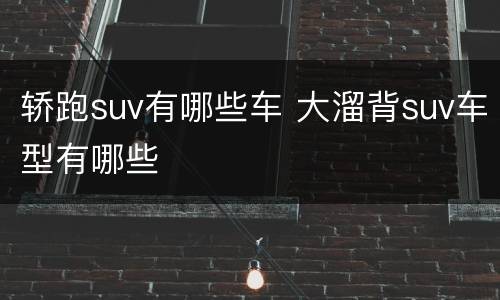 轿跑suv有哪些车 大溜背suv车型有哪些