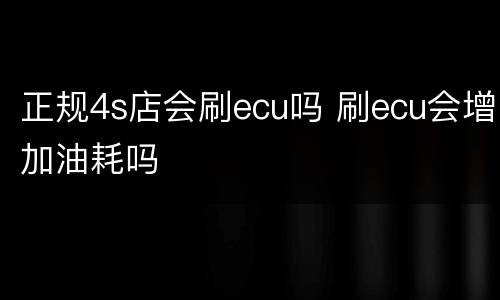 正规4s店会刷ecu吗 刷ecu会增加油耗吗