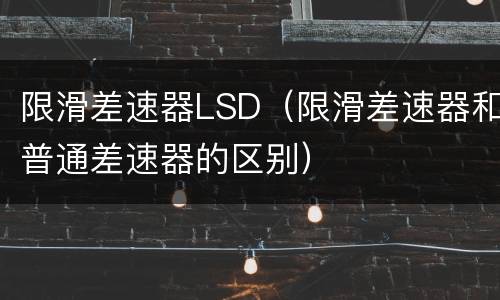 限滑差速器LSD（限滑差速器和普通差速器的区别）