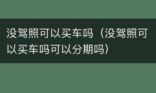 没驾照可以买车吗（没驾照可以买车吗可以分期吗）