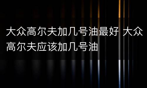大众高尔夫加几号油最好 大众高尔夫应该加几号油