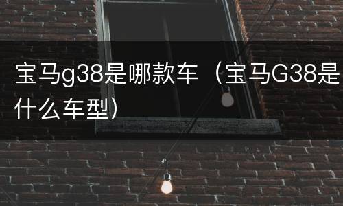 宝马g38是哪款车（宝马G38是什么车型）