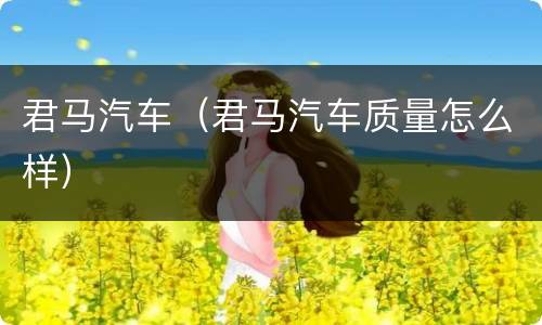 君马汽车（君马汽车质量怎么样）