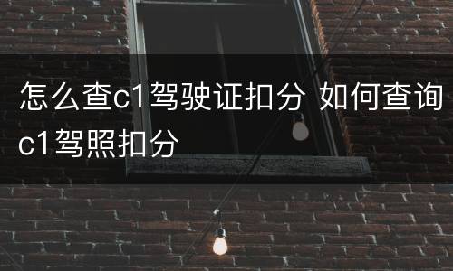怎么查c1驾驶证扣分 如何查询c1驾照扣分