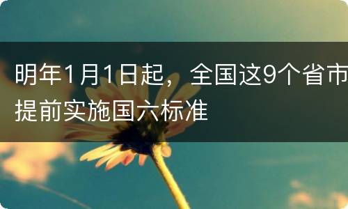 明年1月1日起，全国这9个省市提前实施国六标准