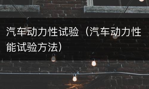 汽车动力性试验（汽车动力性能试验方法）