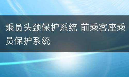 乘员头颈保护系统 前乘客座乘员保护系统