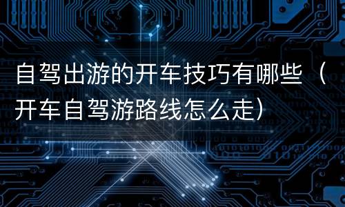 自驾出游的开车技巧有哪些（开车自驾游路线怎么走）