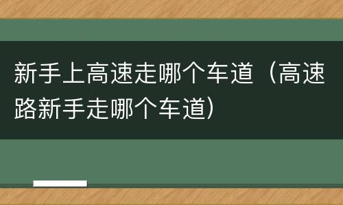 新手上高速走哪个车道（高速路新手走哪个车道）