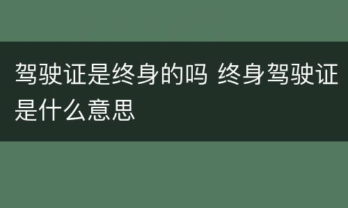 驾驶证是终身的吗 终身驾驶证是什么意思