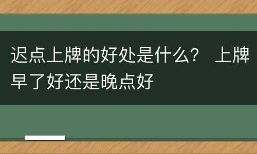 迟点上牌的好处是什么？ 上牌早了好还是晚点好