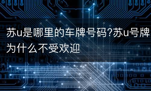 苏u是哪里的车牌号码?苏u号牌为什么不受欢迎