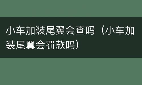 小车加装尾翼会查吗（小车加装尾翼会罚款吗）