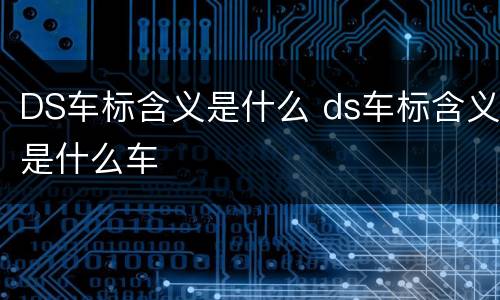 DS车标含义是什么 ds车标含义是什么车