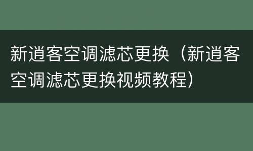 新逍客空调滤芯更换（新逍客空调滤芯更换视频教程）
