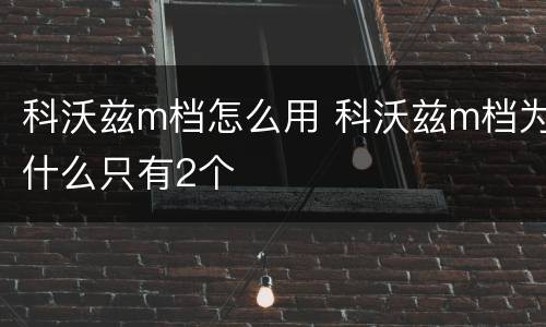 科沃兹m档怎么用 科沃兹m档为什么只有2个