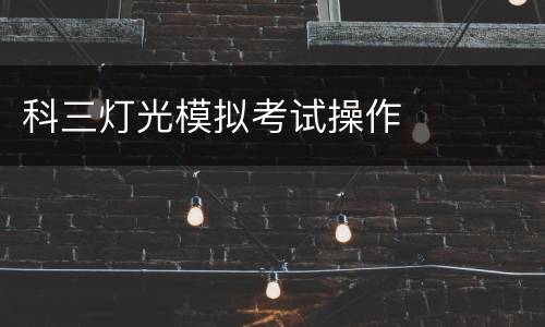 科三灯光模拟考试操作