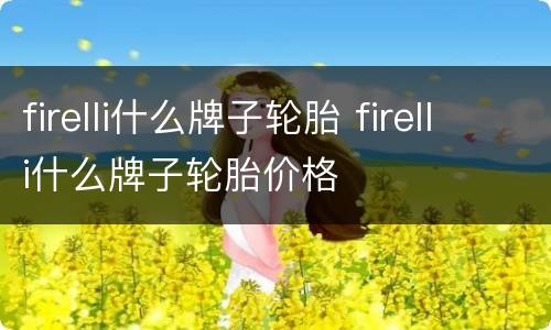 firelli什么牌子轮胎 firelli什么牌子轮胎价格