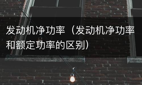 发动机净功率（发动机净功率和额定功率的区别）