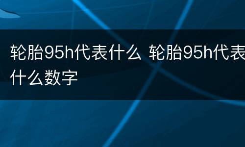 轮胎95h代表什么 轮胎95h代表什么数字