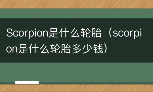 Scorpion是什么轮胎（scorpion是什么轮胎多少钱）