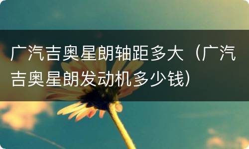 广汽吉奥星朗轴距多大（广汽吉奥星朗发动机多少钱）