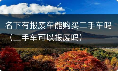 名下有报废车能购买二手车吗（二手车可以报废吗）