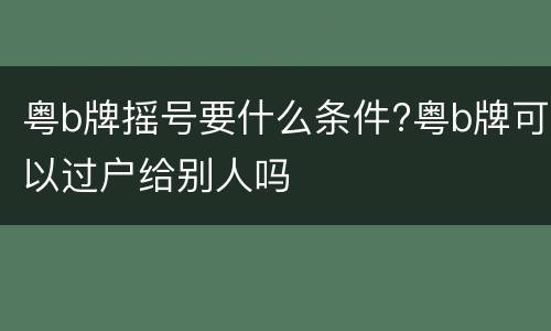 粤b牌摇号要什么条件?粤b牌可以过户给别人吗