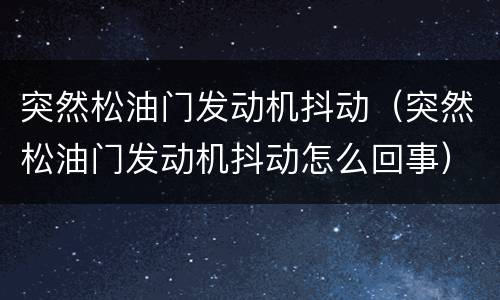 突然松油门发动机抖动（突然松油门发动机抖动怎么回事）