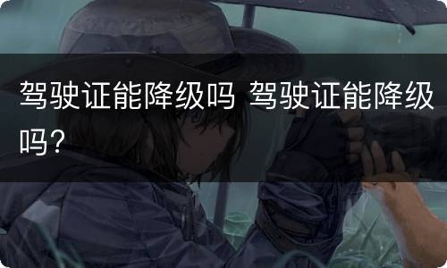 驾驶证能降级吗 驾驶证能降级吗?