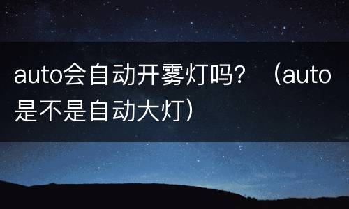 auto会自动开雾灯吗？（auto是不是自动大灯）