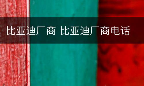 比亚迪厂商 比亚迪厂商电话