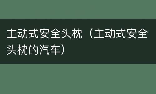 主动式安全头枕（主动式安全头枕的汽车）