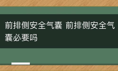 前排侧安全气囊 前排侧安全气囊必要吗