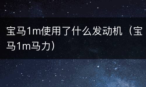 宝马1m使用了什么发动机（宝马1m马力）