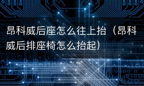 昂科威后座怎么往上抬（昂科威后排座椅怎么抬起）