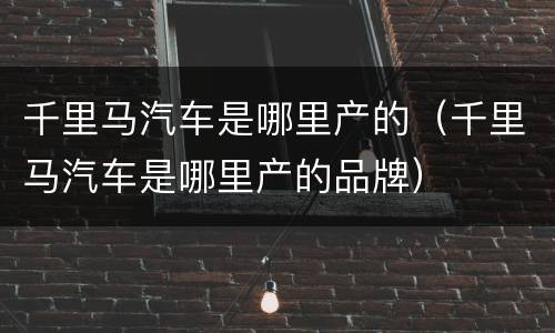 千里马汽车是哪里产的（千里马汽车是哪里产的品牌）