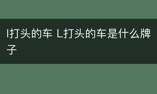 l打头的车 L打头的车是什么牌子