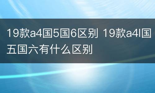 19款a4国5国6区别 19款a4l国五国六有什么区别