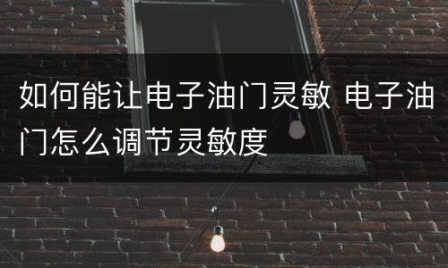 如何能让电子油门灵敏 电子油门怎么调节灵敏度
