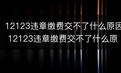 12123违章缴费交不了什么原因 12123违章缴费交不了什么原因
