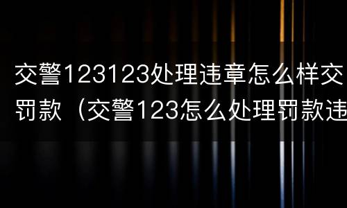 交警123123处理违章怎么样交罚款（交警123怎么处理罚款违章扣分）