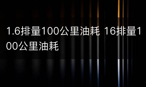 1.6排量100公里油耗 16排量100公里油耗