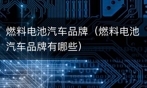 燃料电池汽车品牌（燃料电池汽车品牌有哪些）