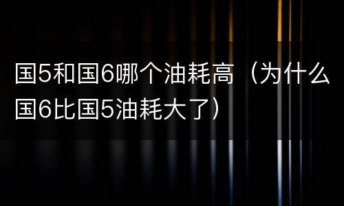 国5和国6哪个油耗高（为什么国6比国5油耗大了）