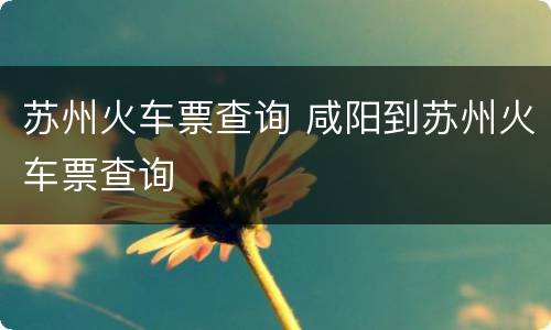 苏州火车票查询 咸阳到苏州火车票查询