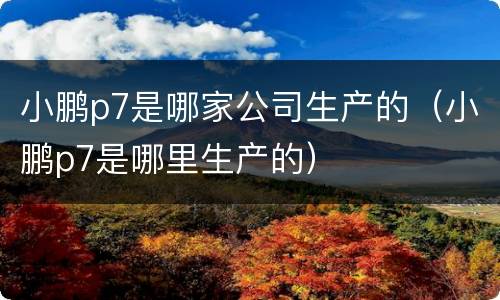 小鹏p7是哪家公司生产的（小鹏p7是哪里生产的）