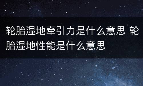 轮胎湿地牵引力是什么意思 轮胎湿地性能是什么意思