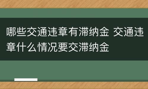哪些交通违章有滞纳金 交通违章什么情况要交滞纳金
