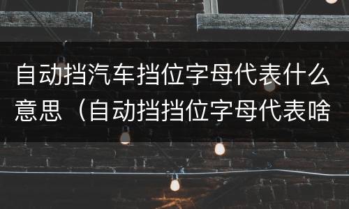 自动挡汽车挡位字母代表什么意思（自动挡挡位字母代表啥）